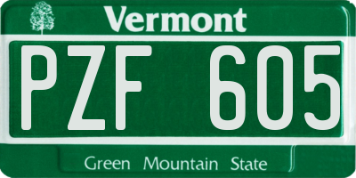 VT license plate PZF605
