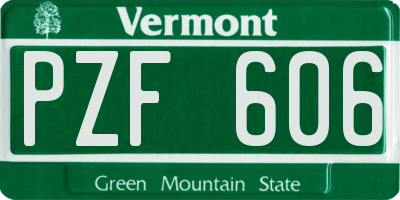 VT license plate PZF606