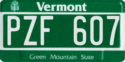 VT license plate PZF607
