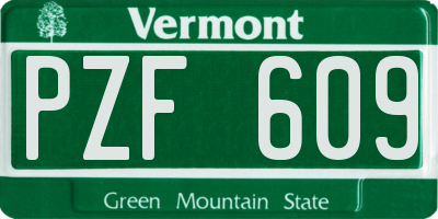 VT license plate PZF609