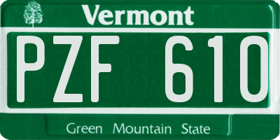 VT license plate PZF610