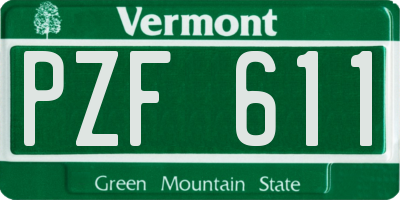 VT license plate PZF611
