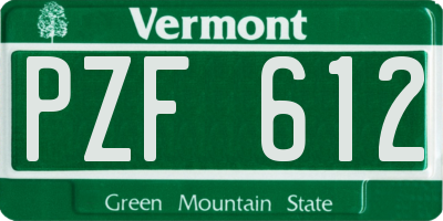 VT license plate PZF612