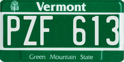 VT license plate PZF613