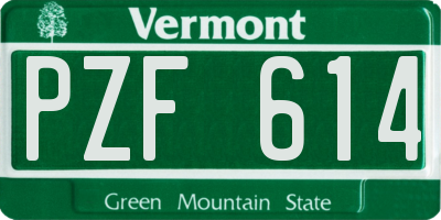 VT license plate PZF614