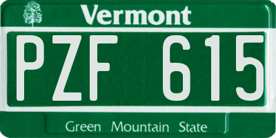 VT license plate PZF615