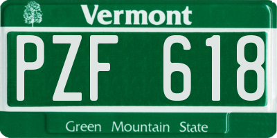 VT license plate PZF618
