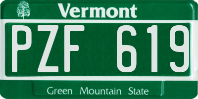VT license plate PZF619