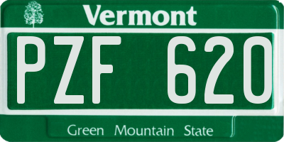VT license plate PZF620
