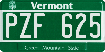 VT license plate PZF625