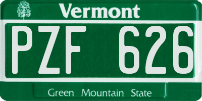 VT license plate PZF626