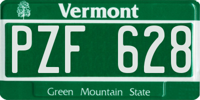 VT license plate PZF628