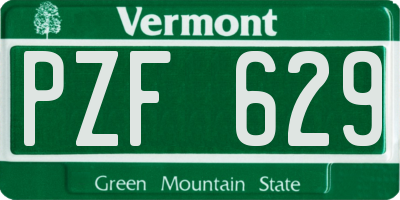 VT license plate PZF629