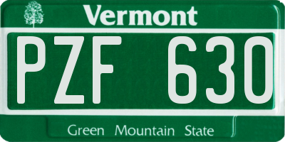 VT license plate PZF630
