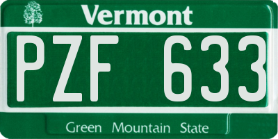 VT license plate PZF633