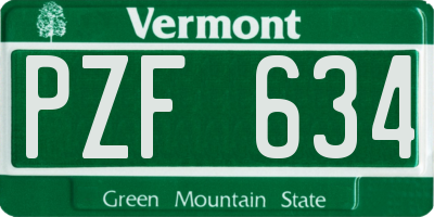 VT license plate PZF634