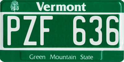 VT license plate PZF636