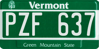 VT license plate PZF637