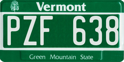 VT license plate PZF638