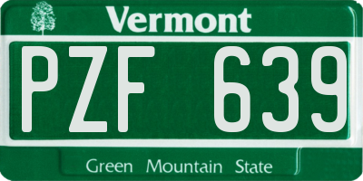 VT license plate PZF639