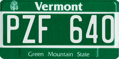 VT license plate PZF640