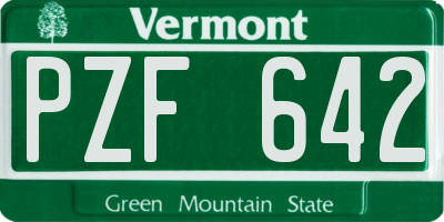 VT license plate PZF642