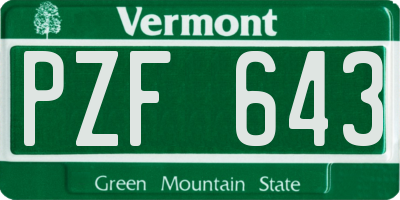 VT license plate PZF643
