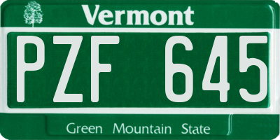 VT license plate PZF645