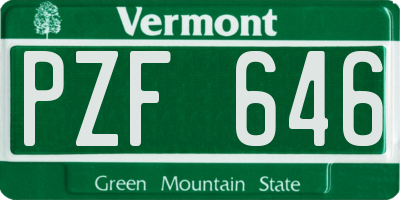 VT license plate PZF646