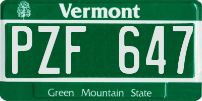 VT license plate PZF647