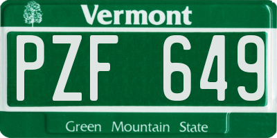 VT license plate PZF649