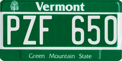 VT license plate PZF650
