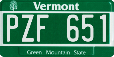 VT license plate PZF651
