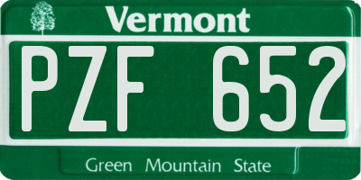 VT license plate PZF652