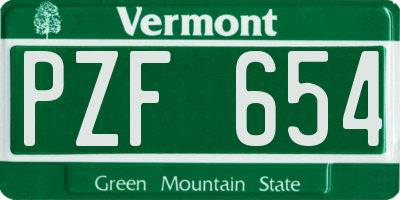 VT license plate PZF654
