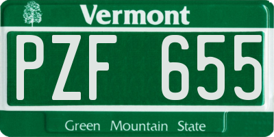 VT license plate PZF655