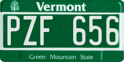 VT license plate PZF656