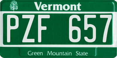 VT license plate PZF657