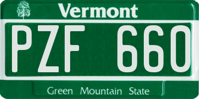 VT license plate PZF660