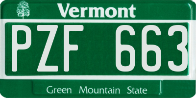 VT license plate PZF663