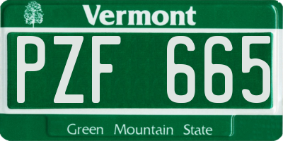 VT license plate PZF665