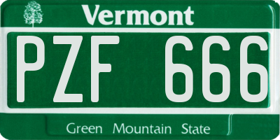 VT license plate PZF666