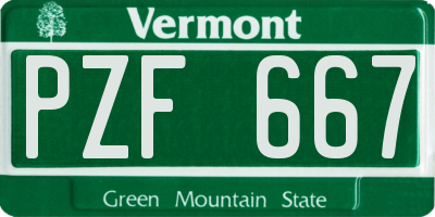VT license plate PZF667