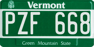 VT license plate PZF668
