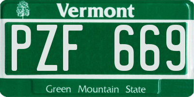 VT license plate PZF669