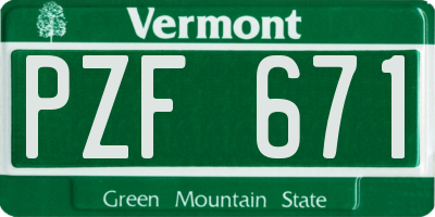 VT license plate PZF671