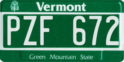 VT license plate PZF672