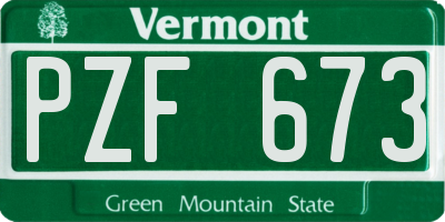 VT license plate PZF673