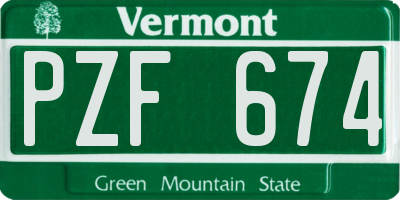 VT license plate PZF674