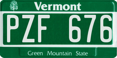 VT license plate PZF676